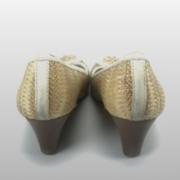 Tory Burch Straw Linen Wedges 7.5M - Picture 4 of 8